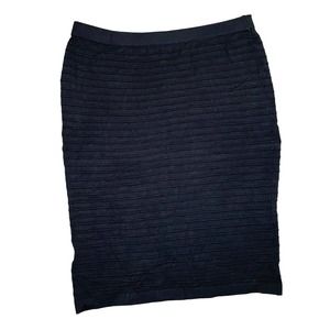 Lauren Vidal Black Ribbed Pencil Skirt Women's size L Preppy Professional Career
